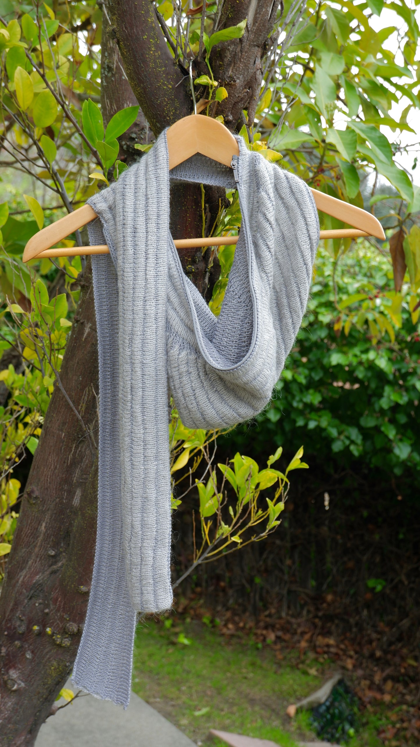 Gray Hooded Scarf and Bag