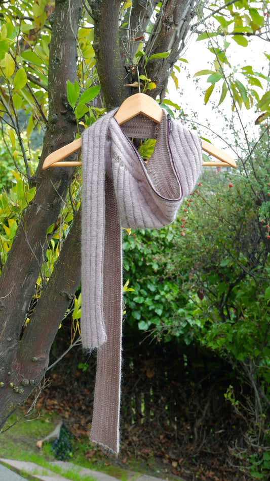 Pink and Brown Hooded Scarf and Bag