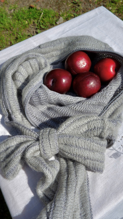 Gray Hooded Scarf and Bag