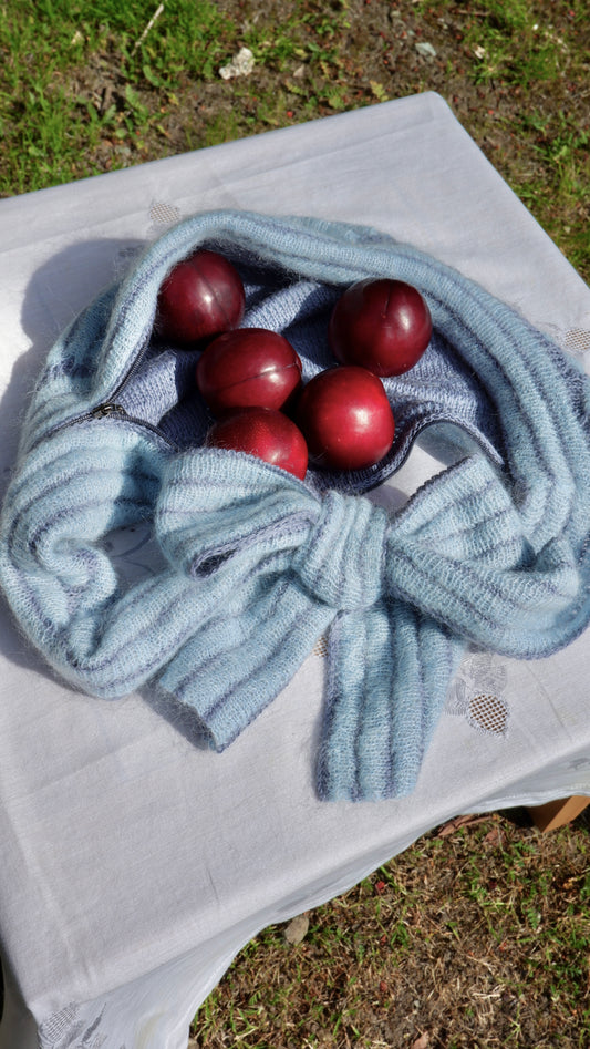 Blue Hooded Scarf and Bag